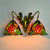 Bell Sconce Light Fixture Tiffany Red-Yellow-Green Glass 2 Heads Bedroom Wall Mount Light Red-Yellow-Green Clearhalo 'Industrial' 'Middle century wall lights' 'Tiffany wall lights' 'Tiffany' 'Wall Lamps & Sconces' 'Wall Lights' Lighting' 180093