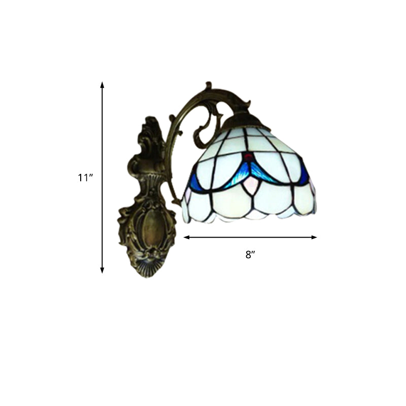 Tulip Motif Bathroom Sconce Light Glass 1 Light Tiffany Stylish Wall Sconce in Antique Bronze Finish Clearhalo 'Industrial' 'Middle century wall lights' 'Tiffany wall lights' 'Tiffany' 'Wall Lamps & Sconces' 'Wall Lights' Lighting' 180101