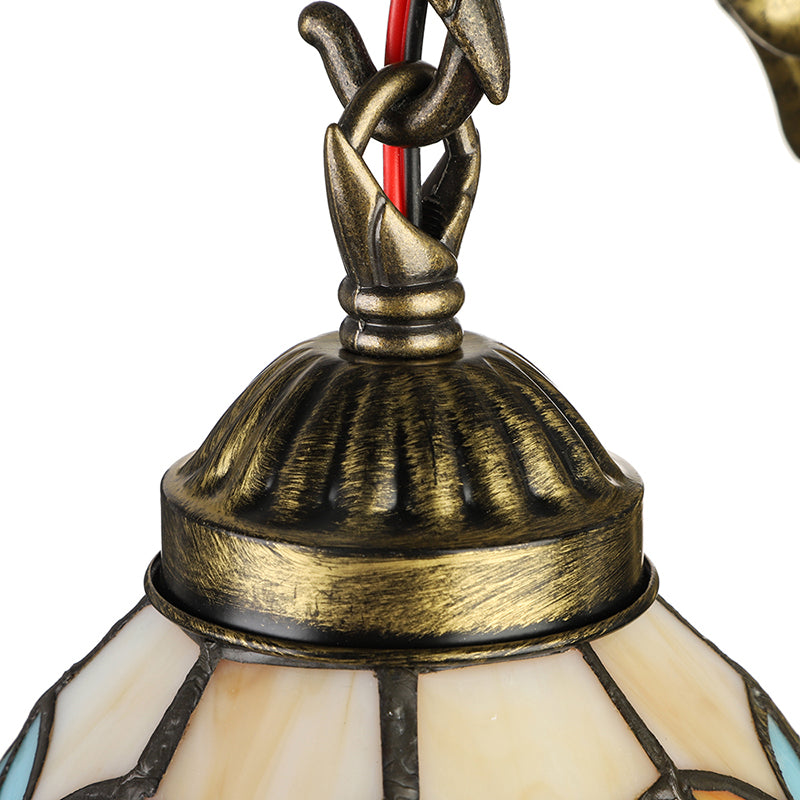 Vintage Dome Sconce Light 5.5" Width 1 Light Stained Glass Sconce Light Fixture with Mermaid Design Clearhalo 'Industrial' 'Middle century wall lights' 'Tiffany wall lights' 'Tiffany' 'Wall Lamps & Sconces' 'Wall Lights' Lighting' 180152