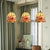 3 Heads Cluster Pendant Light Tiffany Bell Orange Handcrafted Art Glass Suspension Lighting with Linear/Round Canopy Orange Linear Clearhalo 'Ceiling Lights' 'Chandeliers' 'Industrial' 'Middle Century Pendants' 'Pendant Lights' 'Pendants' 'Tiffany close to ceiling' 'Tiffany Pendants' 'Tiffany' Lighting' 180169