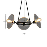 3-Light Disc Shade Chandelier Industrial Black Clear Glass Pendant Light Fixture for Living Room Clearhalo 'Ceiling Lights' 'Chandeliers' 'Glass shade' 'Glass' 'Industrial Chandeliers' 'Industrial' 'Middle Century Chandeliers' 'Pendant Lights' 'Tiffany' Lighting' 180211