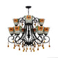 Lodge Bowl Chandelier Stained Glass 11 Lights Decorative Inverted Chandelier with Crystal in Orange Clearhalo 'Ceiling Lights' 'Chandeliers' 'Industrial' 'Middle Century Chandeliers' 'Pendant Lights' 'Tiffany Chandeliers' 'Tiffany close to ceiling' 'Tiffany' Lighting' 180306