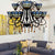 Bowl-Shaped Hanging Light Rustic Stained Glass 11 Lights Chandelier with Crystal in Blue for Dining Room Blue Clearhalo 'Ceiling Lights' 'Chandeliers' 'Close To Ceiling Lights' 'Industrial' 'Middle Century Chandeliers' 'Tiffany Chandeliers' 'Tiffany close to ceiling' 'Tiffany' Lighting' 180308