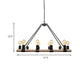 10/16 Bulbs Chandelier Lighting Loft Style Rectangular Frame Metal Pendant Lighting with Rope Detail in Black Clearhalo 'Ceiling Lights' 'Island Lights' Lighting' 180340