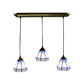 Stained Glass Tapered Swag Lamp Tiffany-Style 3 Heads Blue and White Cluster Pendant Light with Round/Linear Canopy Clearhalo 'Ceiling Lights' 'Chandeliers' 'Industrial' 'Middle Century Pendants' 'Pendant Lights' 'Pendants' 'Tiffany close to ceiling' 'Tiffany Pendants' 'Tiffany' Lighting' 180361