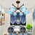 Domed Hanging Light Rustic Style Stained Glass 6 Lights Chandelier Light in Yellow/Red/Blue for Dining Room Blue Clearhalo 'Ceiling Lights' 'Chandeliers' 'Glass shade' 'Glass' 'Industrial' 'Island Lights' 'Middle Century Chandeliers' 'Tiffany Chandeliers' 'Tiffany close to ceiling' 'Tiffany' Lighting' 180385