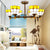 Domed Hanging Light Rustic Style Stained Glass 6 Lights Chandelier Light in Yellow/Red/Blue for Dining Room Yellow Clearhalo 'Ceiling Lights' 'Chandeliers' 'Glass shade' 'Glass' 'Industrial' 'Island Lights' 'Middle Century Chandeliers' 'Tiffany Chandeliers' 'Tiffany close to ceiling' 'Tiffany' Lighting' 180387