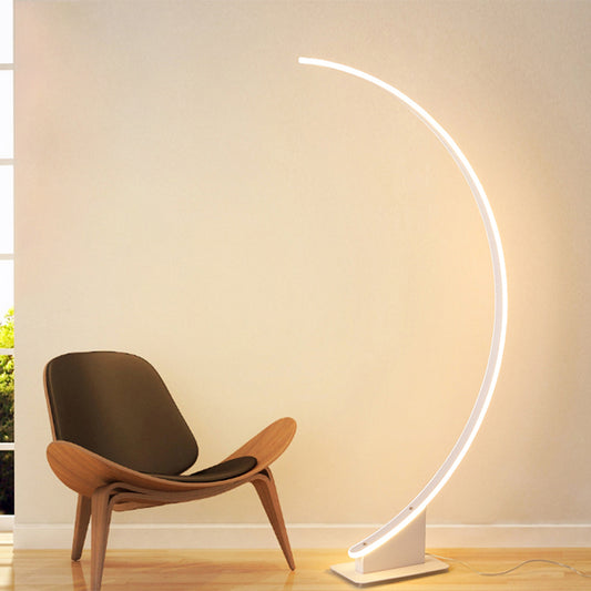 White/Coffee Arch Floor Lamp Minimalist LED Metal Floor Standing Lighting in Warm/White Light for Bedroom Clearhalo 'Floor Lamps' 'Lamps' Lighting' 1804365