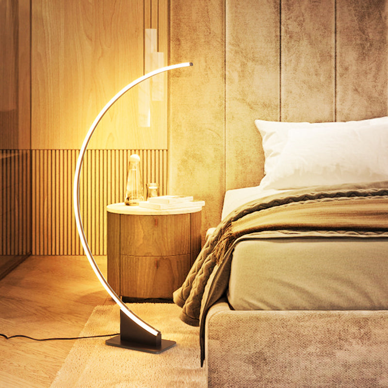 White/Coffee Arch Floor Lamp Minimalist LED Metal Floor Standing Lighting in Warm/White Light for Bedroom Coffee Clearhalo 'Floor Lamps' 'Lamps' Lighting' 1804368