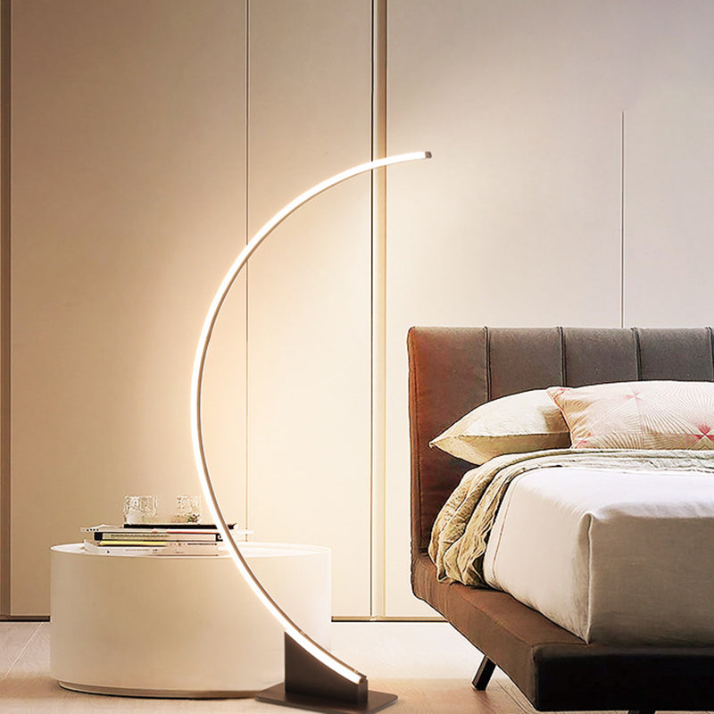White/Coffee Arch Floor Lamp Minimalist LED Metal Floor Standing Lighting in Warm/White Light for Bedroom Clearhalo 'Floor Lamps' 'Lamps' Lighting' 1804369