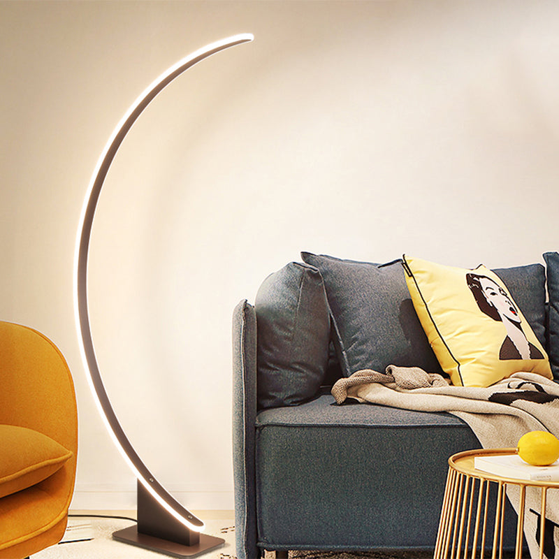 White/Coffee Arch Floor Lamp Minimalist LED Metal Floor Standing Lighting in Warm/White Light for Bedroom Clearhalo 'Floor Lamps' 'Lamps' Lighting' 1804370