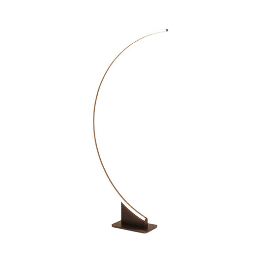 White/Coffee Arch Floor Lamp Minimalist LED Metal Floor Standing Lighting in Warm/White Light for Bedroom Clearhalo 'Floor Lamps' 'Lamps' Lighting' 1804371