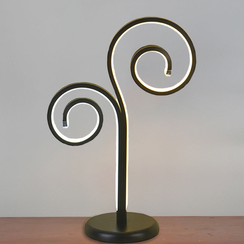 Metallic Swirling Nightstand Lamp Contemporary Black/White/Gold LED Desk Light with Circle Pedestal Clearhalo 'Lamps' 'Table Lamps' Lighting' 1804380