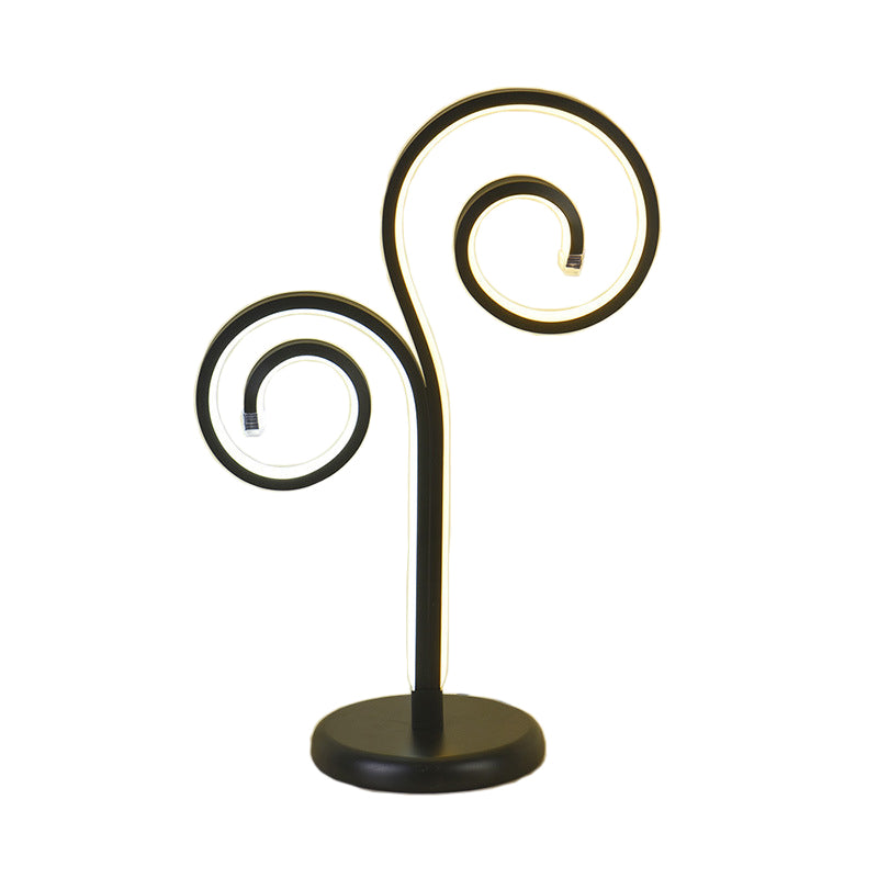 Metallic Swirling Nightstand Lamp Contemporary Black/White/Gold LED Desk Light with Circle Pedestal Clearhalo 'Lamps' 'Table Lamps' Lighting' 1804381