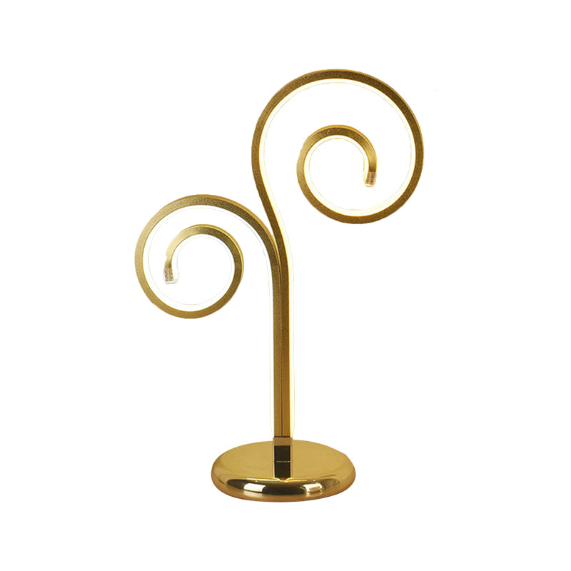 Metallic Swirling Nightstand Lamp Contemporary Black/White/Gold LED Desk Light with Circle Pedestal Clearhalo 'Lamps' 'Table Lamps' Lighting' 1804386