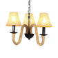 3 Lights Bell/Cone Hanging Lamp Vintage Style Beige Fabric Shade Chandelier Light Fixture with Rope Detail Clearhalo 'Ceiling Lights' 'Chandeliers' 'Industrial Chandeliers' 'Industrial' 'Middle Century Chandeliers' 'Tiffany' Lighting' 180439