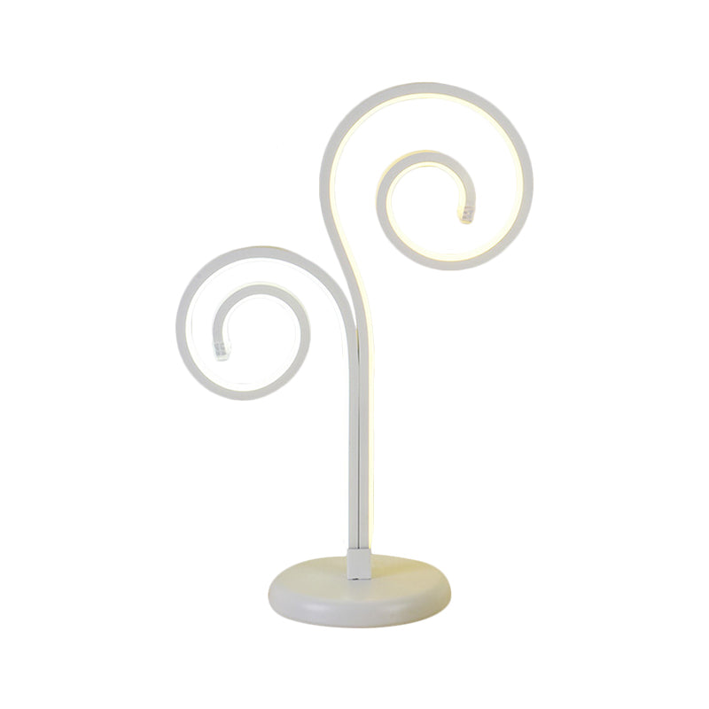 Metallic Swirling Nightstand Lamp Contemporary Black/White/Gold LED Desk Light with Circle Pedestal Clearhalo 'Lamps' 'Table Lamps' Lighting' 1804390