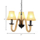 3 Lights Bell/Cone Hanging Lamp Vintage Style Beige Fabric Shade Chandelier Light Fixture with Rope Detail Clearhalo 'Ceiling Lights' 'Chandeliers' 'Industrial Chandeliers' 'Industrial' 'Middle Century Chandeliers' 'Tiffany' Lighting' 180440