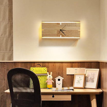 Rectangle/Round Parlor Flush Wall Sconce Acrylic LED Contemporary Wall Mounted Light with Clock Design in Beige Beige Rectangle Clearhalo 'Cast Iron' 'Glass' 'Industrial' 'Modern wall lights' 'Modern' 'Tiffany' 'Traditional wall lights' 'Wall Lamps & Sconces' 'Wall Lights' Lighting' 1804431