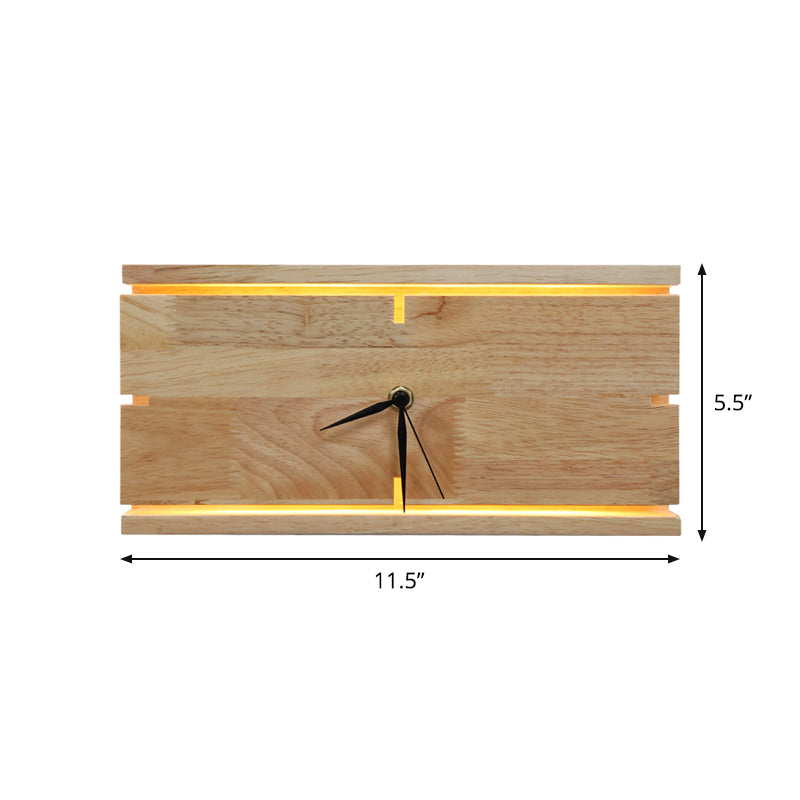 Rectangle/Round Parlor Flush Wall Sconce Acrylic LED Contemporary Wall Mounted Light with Clock Design in Beige Clearhalo 'Cast Iron' 'Glass' 'Industrial' 'Modern wall lights' 'Modern' 'Tiffany' 'Traditional wall lights' 'Wall Lamps & Sconces' 'Wall Lights' Lighting' 1804435