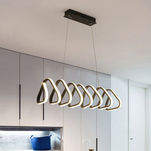Triangle/Square Dining Room Island Light Metal LED Minimalism Ceiling Hang Fixture in Black Clearhalo 'Ceiling Lights' 'Island Lights' Lighting' 1804459