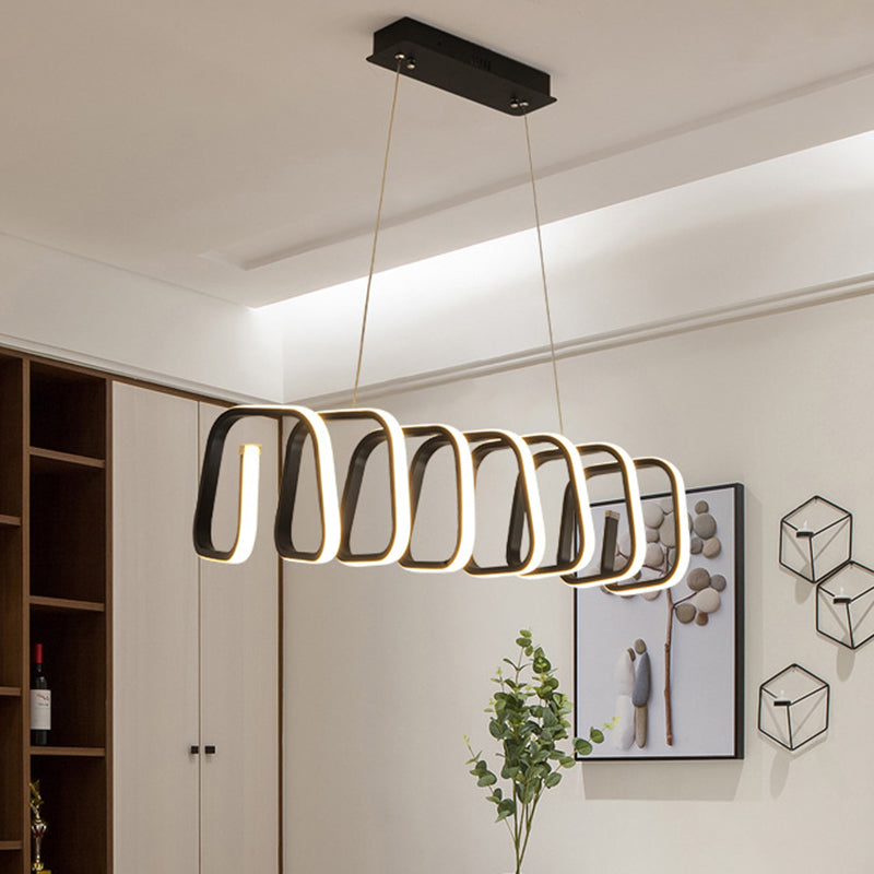 Triangle/Square Dining Room Island Light Metal LED Minimalism Ceiling Hang Fixture in Black Clearhalo 'Ceiling Lights' 'Island Lights' Lighting' 1804464