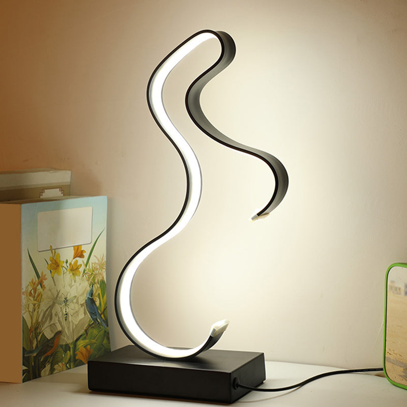 Black/Gold Horsey Shape Table Light Modern LED Metal Task Lighting with Rectangle Pedestal Black Clearhalo 'Lamps' 'Table Lamps' Lighting' 1804473