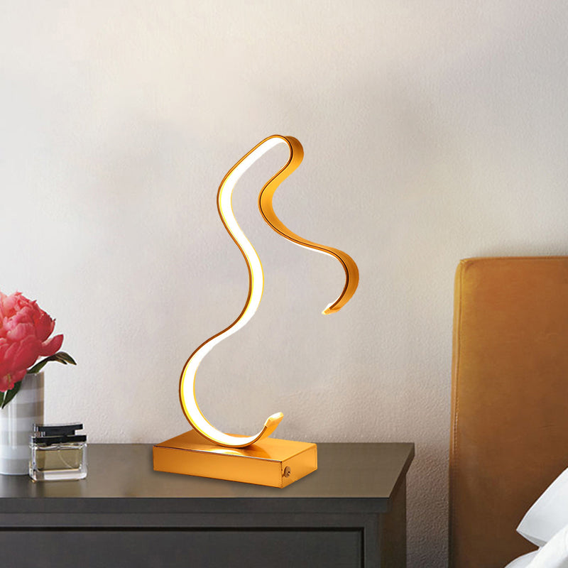 Black/Gold Horsey Shape Table Light Modern LED Metal Task Lighting with Rectangle Pedestal Clearhalo 'Lamps' 'Table Lamps' Lighting' 1804479