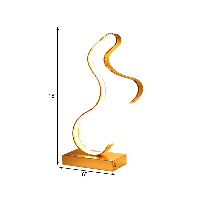 Black/Gold Horsey Shape Table Light Modern LED Metal Task Lighting with Rectangle Pedestal Clearhalo 'Lamps' 'Table Lamps' Lighting' 1804482