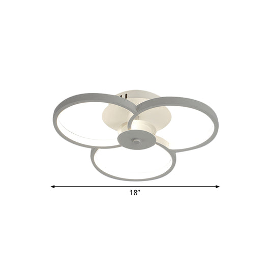 18"/21.5" W Flower Metal Semi Flush Light Simple Black/White LED Close to Ceiling Lamp in Warm/White/Natural Light Clearhalo 'Ceiling Lights' 'Close To Ceiling Lights' 'Close to ceiling' 'Semi-flushmount' Lighting' 1804555