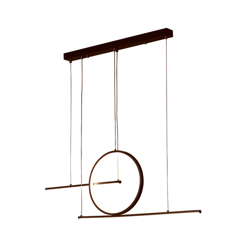 LED Restaurant Island Lamp Modernism Black/Gold Drop Pendant with Circle and Linear Metal Shade in Warm/White Light Clearhalo 'Ceiling Lights' 'Island Lights' Lighting' 1804568