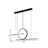 LED Restaurant Island Lamp Modernism Black/Gold Drop Pendant with Circle and Linear Metal Shade in Warm/White Light Clearhalo 'Ceiling Lights' 'Island Lights' Lighting' 1804569