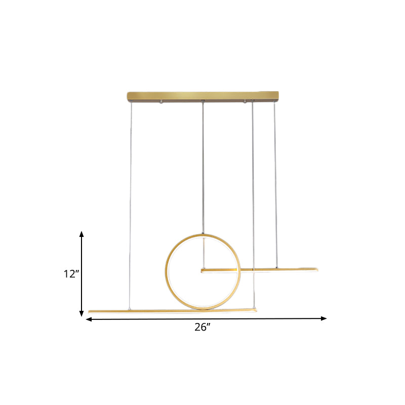 LED Restaurant Island Lamp Modernism Black/Gold Drop Pendant with Circle and Linear Metal Shade in Warm/White Light Clearhalo 'Ceiling Lights' 'Island Lights' Lighting' 1804574