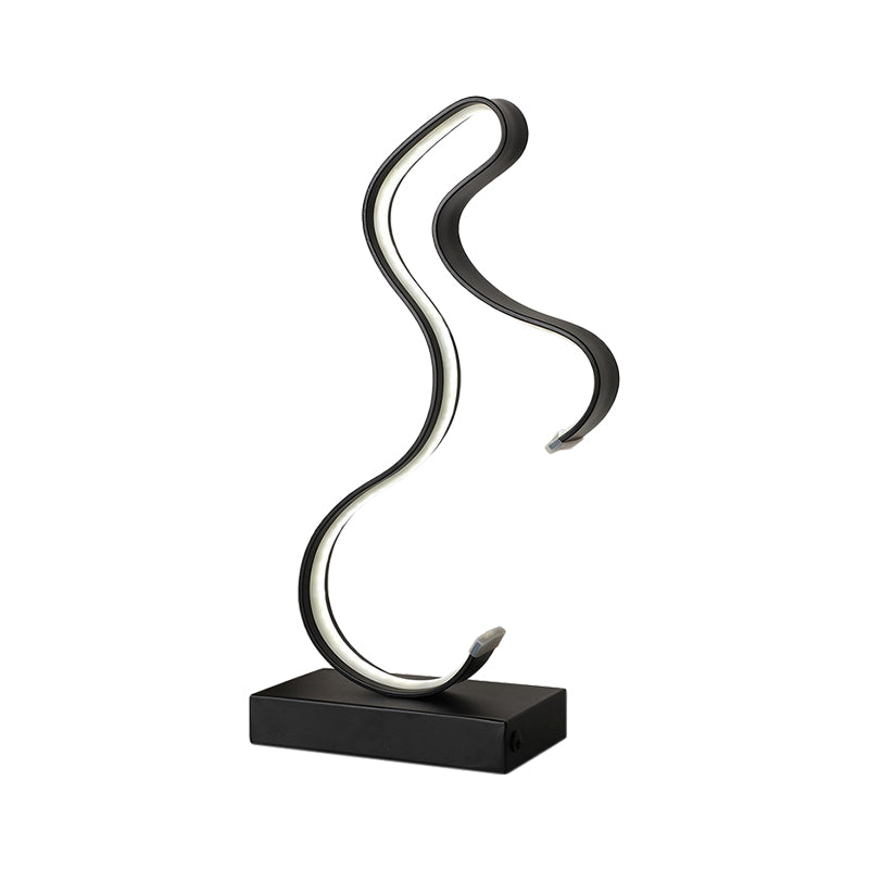 Simplicity Horse Profile Desk Lighting Metal LED Bedroom Nightstand Light with Oblong Pedestal in Black/White/Gold Clearhalo 'Lamps' 'Table Lamps' Lighting' 1804591