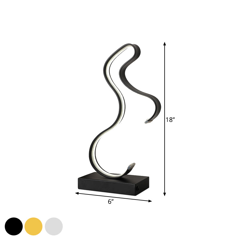 Simplicity Horse Profile Desk Lighting Metal LED Bedroom Nightstand Light with Oblong Pedestal in Black/White/Gold Clearhalo 'Lamps' 'Table Lamps' Lighting' 1804592