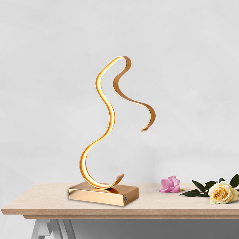 Simplicity Horse Profile Desk Lighting Metal LED Bedroom Nightstand Light with Oblong Pedestal in Black/White/Gold Clearhalo 'Lamps' 'Table Lamps' Lighting' 1804595