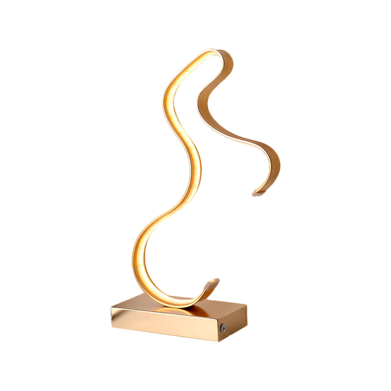 Simplicity Horse Profile Desk Lighting Metal LED Bedroom Nightstand Light with Oblong Pedestal in Black/White/Gold Clearhalo 'Lamps' 'Table Lamps' Lighting' 1804596