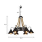 Metallic Cone Chandelier Lamp Farmhouse 6/8 Lights Restaurant Pendant Lighting with Rope Detail in Black Clearhalo 'Ceiling Lights' 'Chandeliers' 'Industrial Chandeliers' 'Industrial' 'Middle Century Chandeliers' 'Tiffany' Lighting' 180460