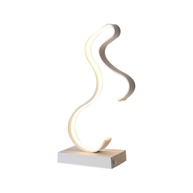 Simplicity Horse Profile Desk Lighting Metal LED Bedroom Nightstand Light with Oblong Pedestal in Black/White/Gold Clearhalo 'Lamps' 'Table Lamps' Lighting' 1804600