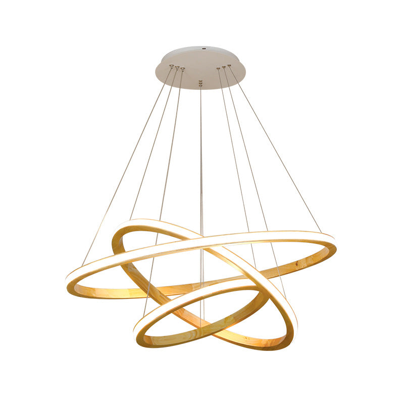 Wood Rings Hanging Chandelier Minimalism LED Ceiling Pendant Light in Beige, 21"/25" Width Clearhalo 'Carpenter Chandeliers' 'Ceiling Lights' 'Chandeliers' 'Industrial' 'Modern Chandeliers' 'Modern' Lighting' 1804662