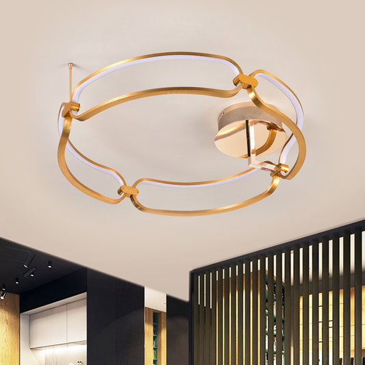 Polished Gold Bracelet Ceiling Mount Light Minimalistic Metal LED Semi Flush in Warm/White/Natural Light Gold Clearhalo 'Ceiling Lights' 'Close To Ceiling Lights' 'Close to ceiling' 'Semi-flushmount' Lighting' 1804673