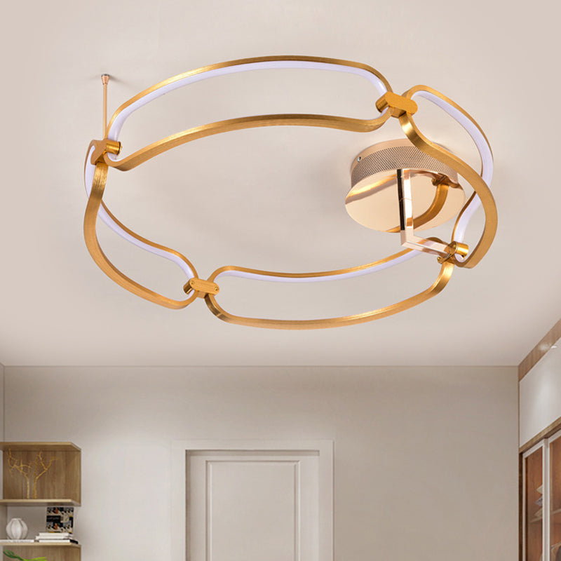 Polished Gold Bracelet Ceiling Mount Light Minimalistic Metal LED Semi Flush in Warm/White/Natural Light Clearhalo 'Ceiling Lights' 'Close To Ceiling Lights' 'Close to ceiling' 'Semi-flushmount' Lighting' 1804674