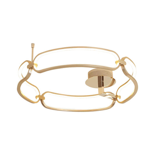Polished Gold Bracelet Ceiling Mount Light Minimalistic Metal LED Semi Flush in Warm/White/Natural Light Clearhalo 'Ceiling Lights' 'Close To Ceiling Lights' 'Close to ceiling' 'Semi-flushmount' Lighting' 1804675