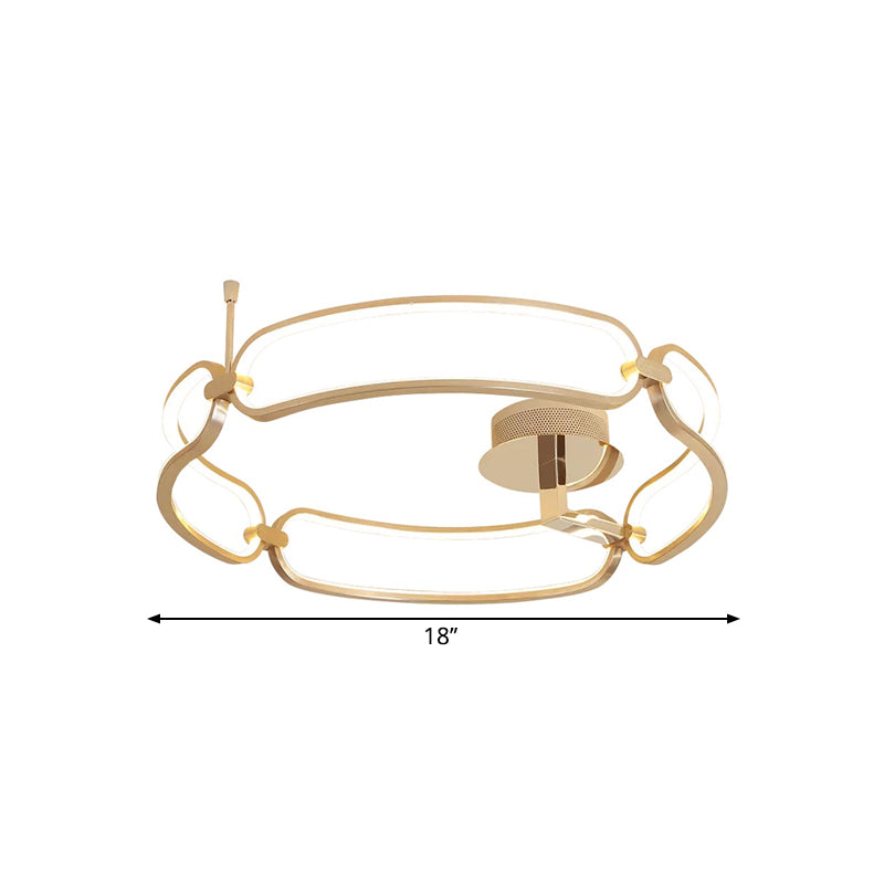 Polished Gold Bracelet Ceiling Mount Light Minimalistic Metal LED Semi Flush in Warm/White/Natural Light Clearhalo 'Ceiling Lights' 'Close To Ceiling Lights' 'Close to ceiling' 'Semi-flushmount' Lighting' 1804676