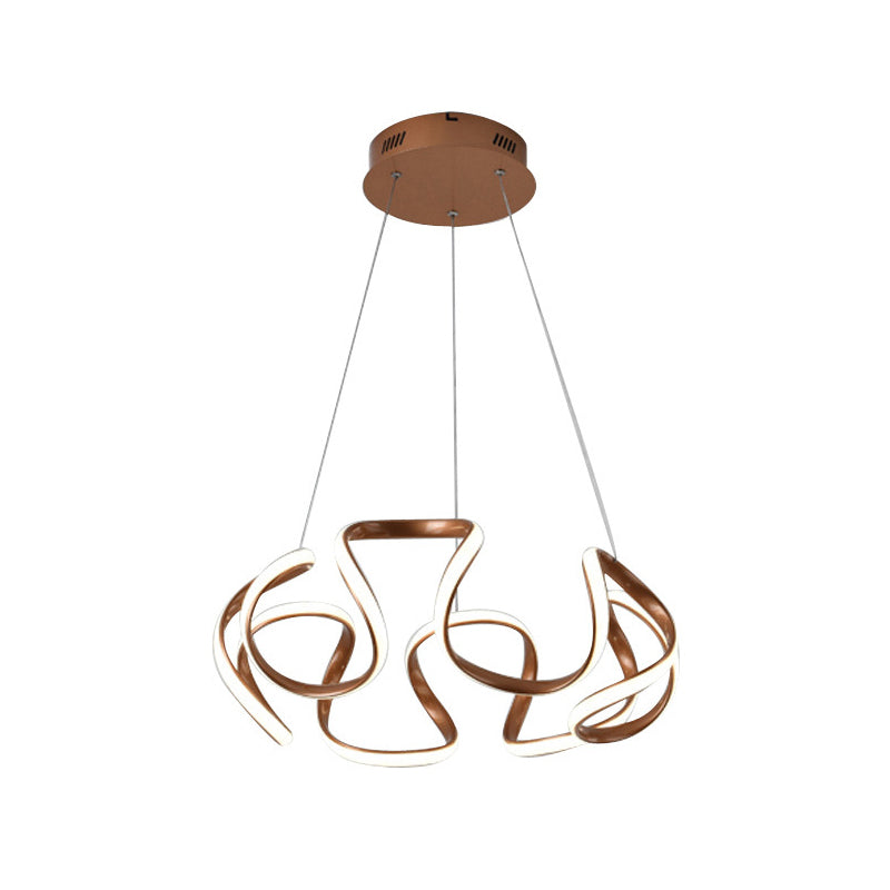 Curvy Circle Pendant Lighting Modernist Metallic LED Brown Chandelier Pendant Light Clearhalo 'Ceiling Lights' 'Chandeliers' 'Modern Chandeliers' 'Modern' Lighting' 1804683