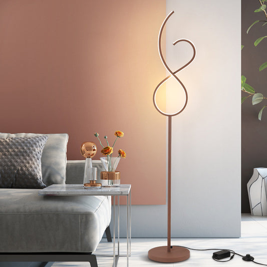 Ringent Crossing Linear Metal Standing Lamp Modernist LED Coffee Floor Lighting in Warm/White Light Coffee Clearhalo 'Floor Lamps' 'Lamps' Lighting' 1804686