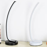 Bend Linear Sleeping Room Night Lamp Metallic LED Modernism Table Light in Black/White for Study Room Clearhalo 'Lamps' 'Table Lamps' Lighting' 1804692