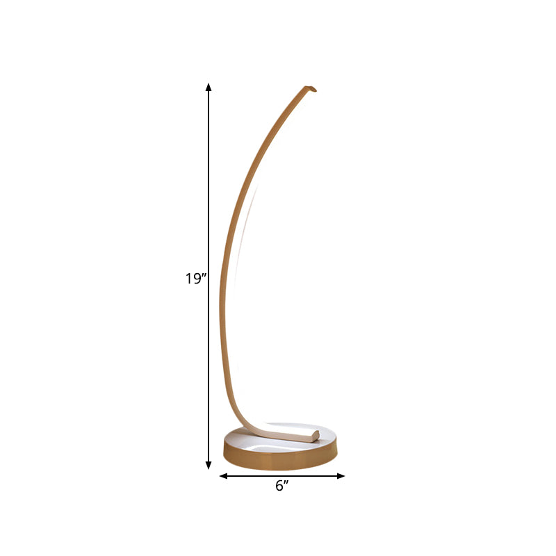 Bend Linear Sleeping Room Night Lamp Metallic LED Modernism Table Light in Black/White for Study Room Clearhalo 'Lamps' 'Table Lamps' Lighting' 1804700