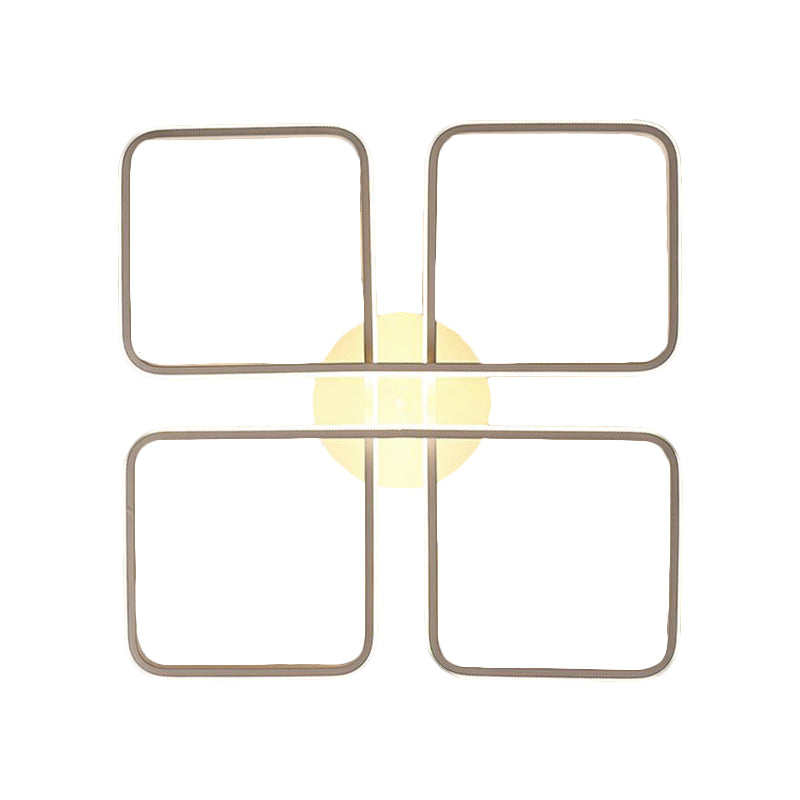 Bedroom LED Semi Mount Lighting Modern White Ceiling Fixture with Square Metal Frame, Warm/White Light Clearhalo 'Ceiling Lights' 'Close To Ceiling Lights' 'Close to ceiling' 'Semi-flushmount' Lighting' 1804711