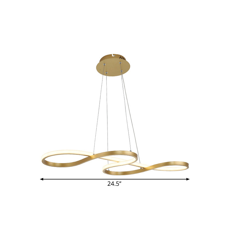 Metallic Twining Chandelier Lamp Simplicity Black/White/Gold LED Pendant Lighting Fixture in Warm/White Light Clearhalo 'Ceiling Lights' 'Chandeliers' 'Modern Chandeliers' 'Modern' Lighting' 1804751